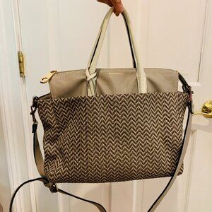 Vintage Dimoni Grey Leather Chevron Cross Body Designer Handbag